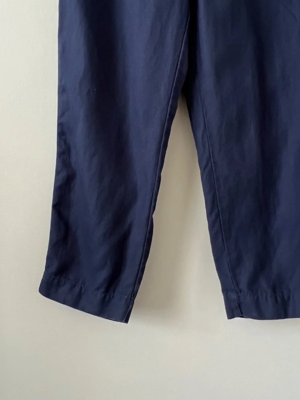 Banana Republic Sz M Navy Linen Blend Elastic Waist Pull On Cropped Pants Womens